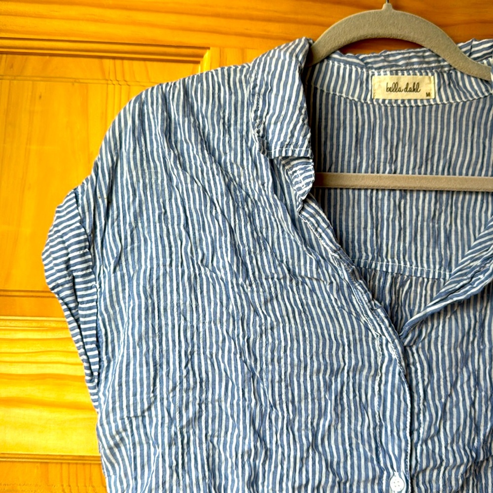 Bella Dahl , striped blue and white button-down, short sleeve shirt